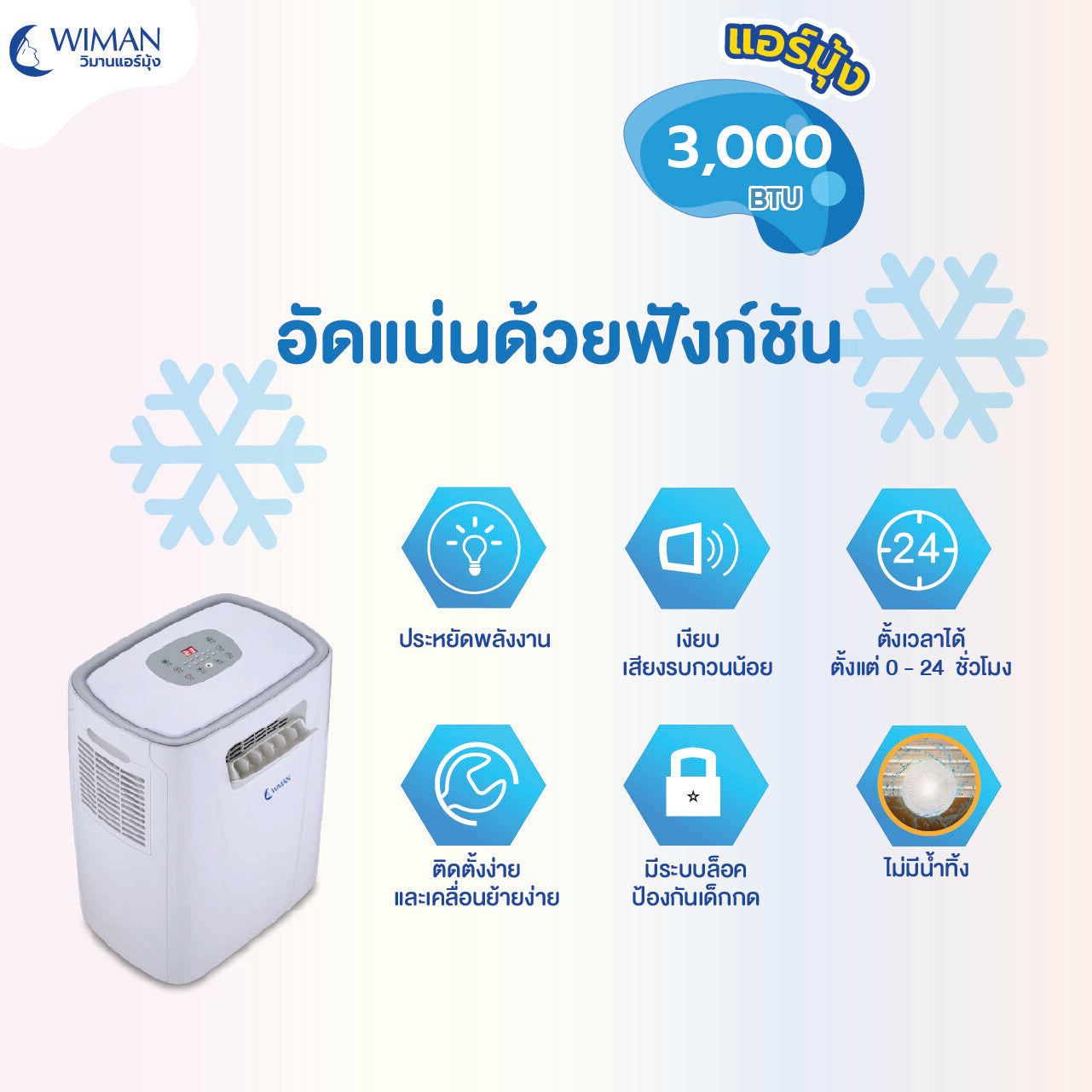 WIMANAIR - Portable air conditioner 3000 BTU + 7 foot air tent, automatic opening