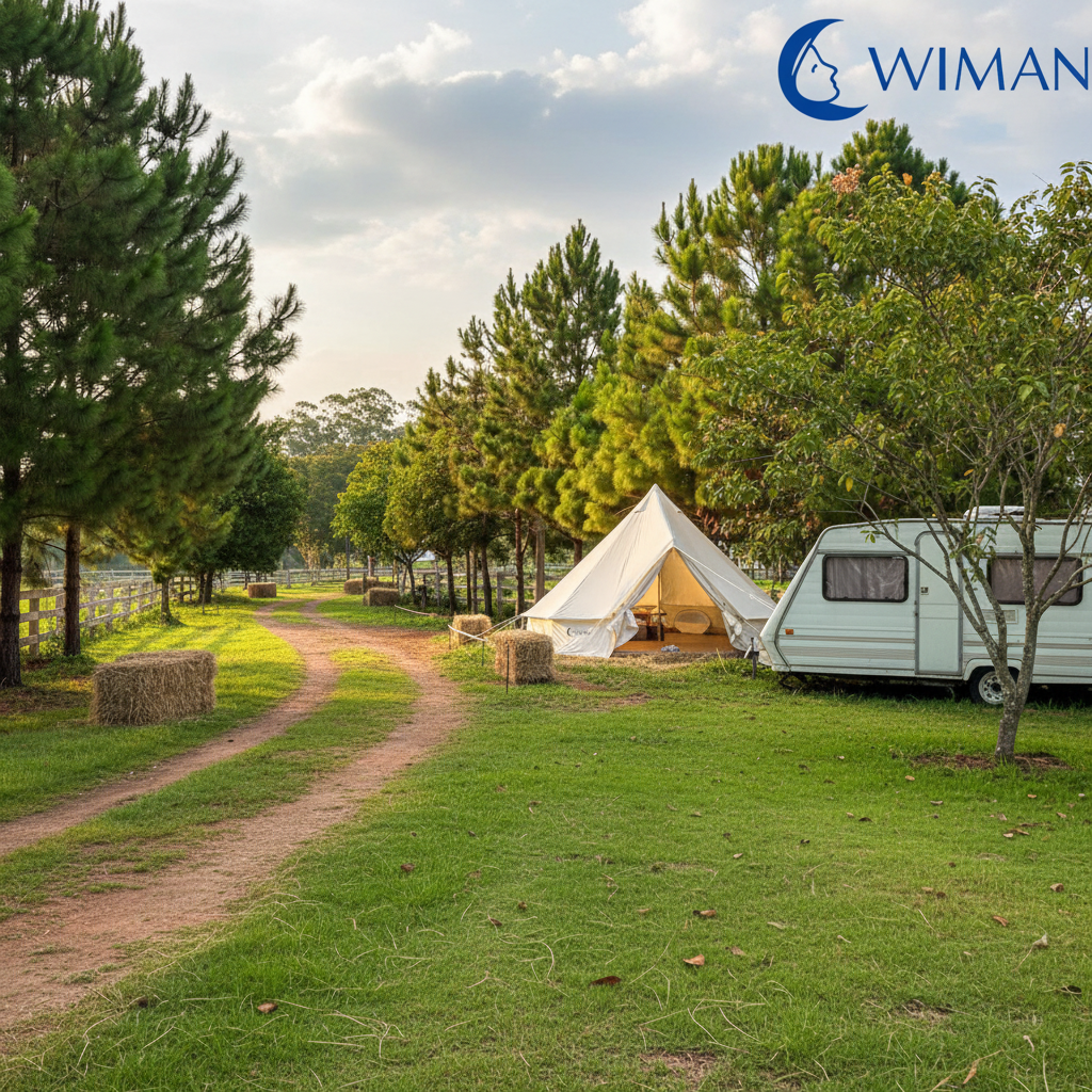 WIMAN Stand White bell tent 3/4/5 m — center pole, cream white, waterproof glamping tent - photo 2