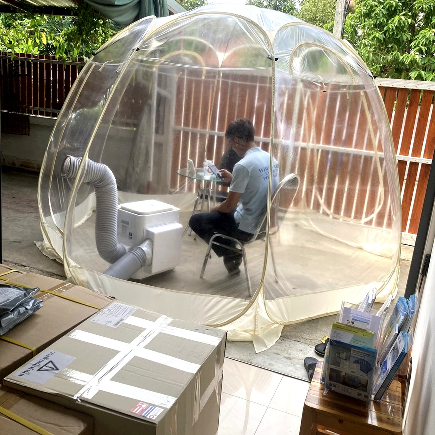 WIMAN แอร์พกพา + เต็นท์โดมใส (3000–18000 BTU, 3m/3.5m) เย็นเร็ว ประหยัดไฟ ควบคุมอุณหภูมิได้