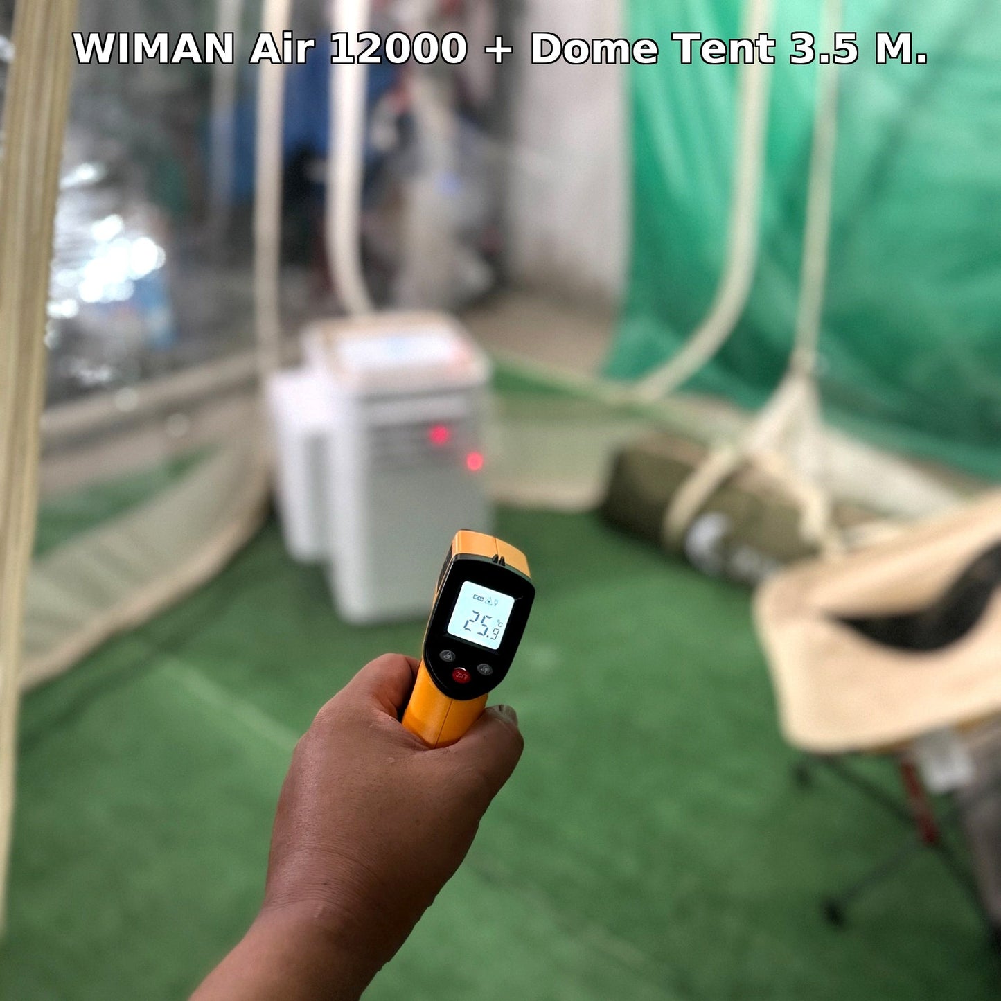 WIMAN แอร์พกพา + เต็นท์โดมใส (3000–18000 BTU, 3m/3.5m) เย็นเร็ว ประหยัดไฟ ควบคุมอุณหภูมิได้