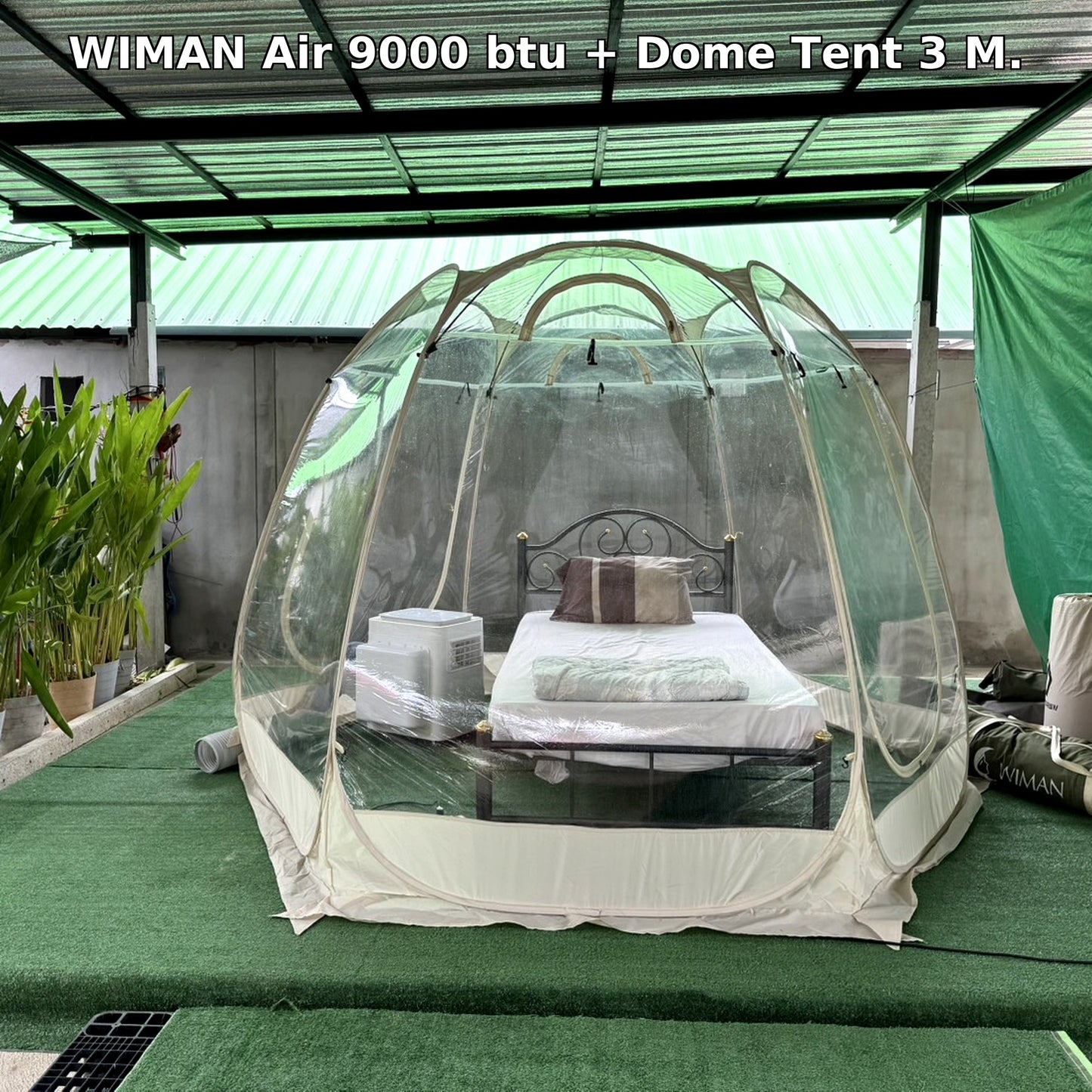 WIMAN แอร์พกพา + เต็นท์โดมใส (3000–18000 BTU, 3m/3.5m) เย็นเร็ว ประหยัดไฟ ควบคุมอุณหภูมิได้