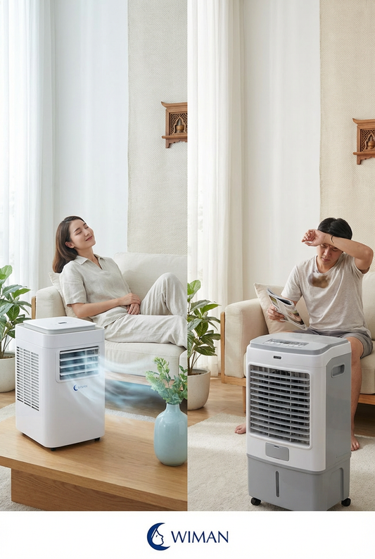 แอร์เคลื่อนที่ vs พัดลมไอเย็น เลือกอะไรดี? WIMAN Air 9000 BTU คำตอบที่เย็นฉ่ำกว่า