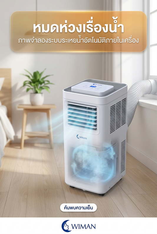 แอร์เคลื่อนที่ WIMAN Air 12000 BTU: จบปัญหาเรื่องน้ำทิ้งในคอนโดด้วยระบบ No-Drain