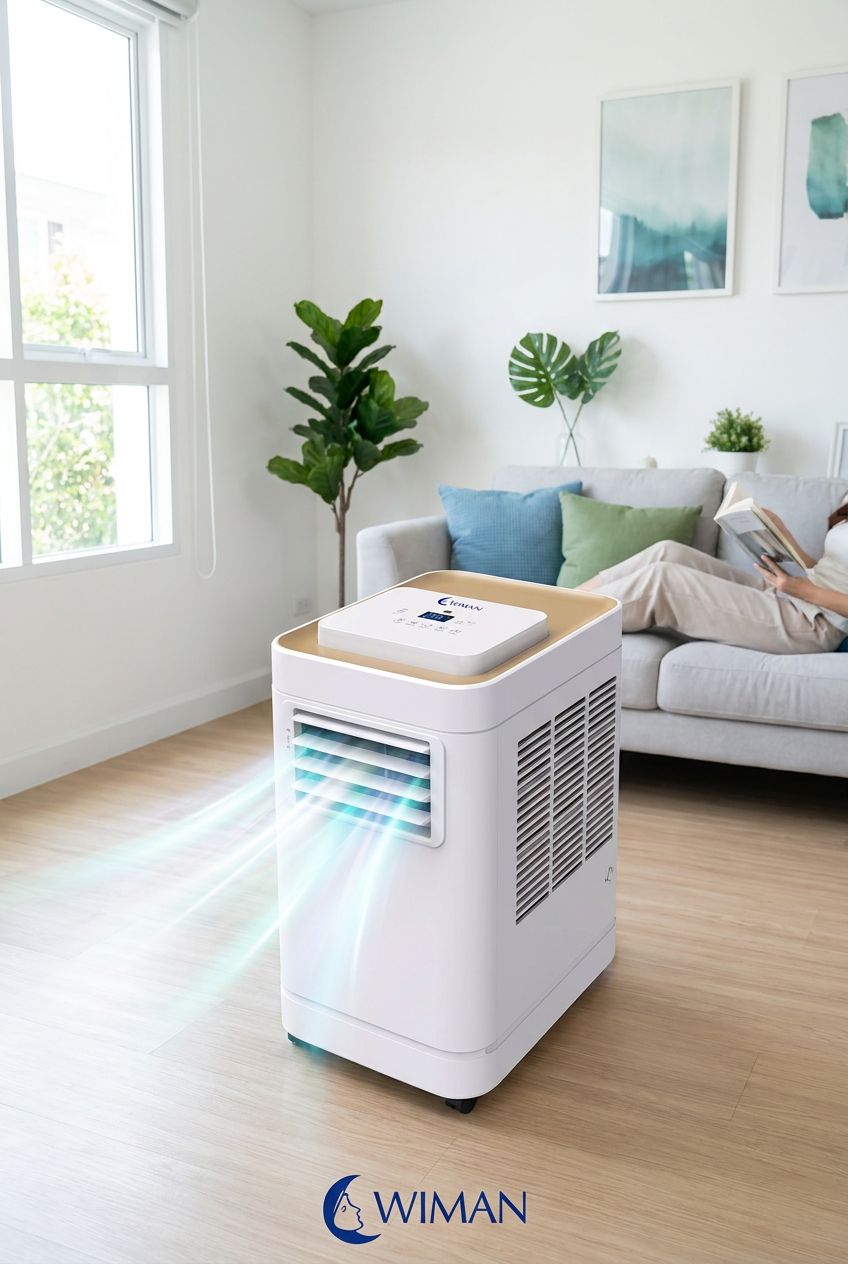 รีวิว แอร์เคลื่อนที่ WIMAN AIR 12000 BTU: ทำไมคอยล์ทองแดงและระบบ No-Drain ถึงสำคัญ?