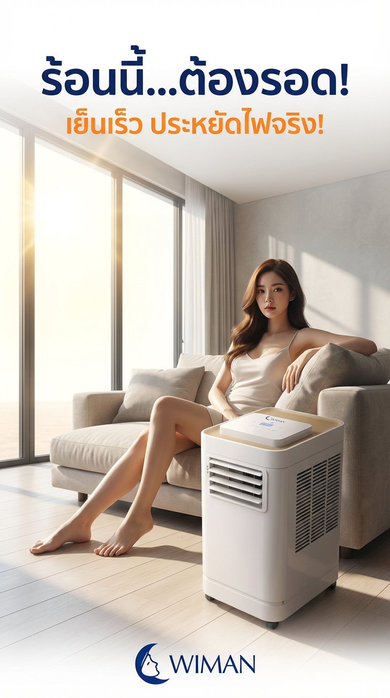 แอร์เคลื่อนที่ 12000 BTU WIMAN Air: เย็นฉ่ำ ประหยัดไฟ ไม่ต้องกลัวค่าไฟพุ่ง!