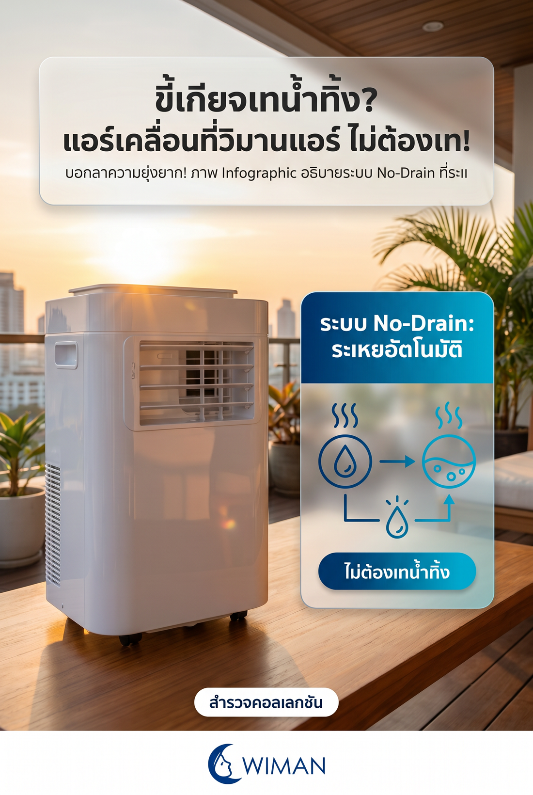 จบปัญหาน้ำล้น! รีวิว WIMAN AIR PC26 แอร์เคลื่อนที่ 9000 BTU ที่ไม่ต้องเทน้ำทิ้ง