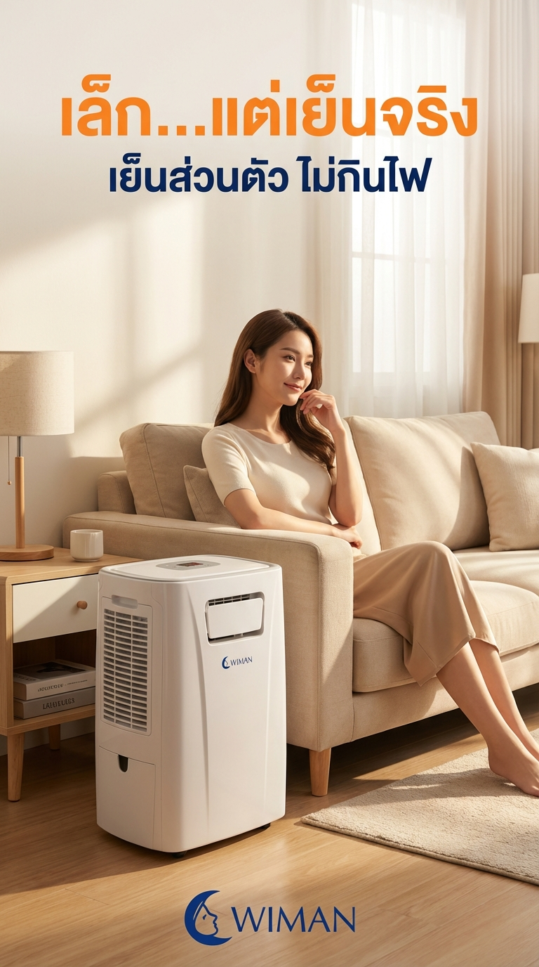 WIMAN Air 3000 BTU แอร์เคลื่อนที่ สำหรับห้องเล็ก เย็นสบาย ไม่ต้องเจาะผนัง