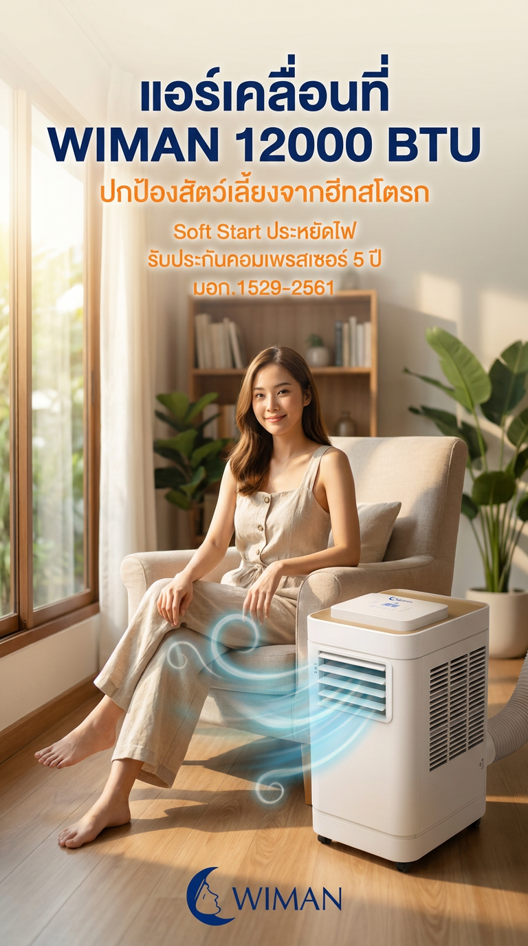 ค่าไฟแพง แอร์เก่าไม่ปลอดภัย? WIMAN AIR 12000 BTU คือคำตอบ!
