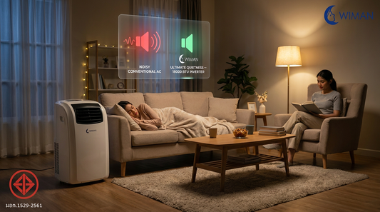 แอร์เคลื่อนที่เสียงดัง? WIMAN Air 18000 BTU เย็นฉ่ำแต่เงียบกริบ