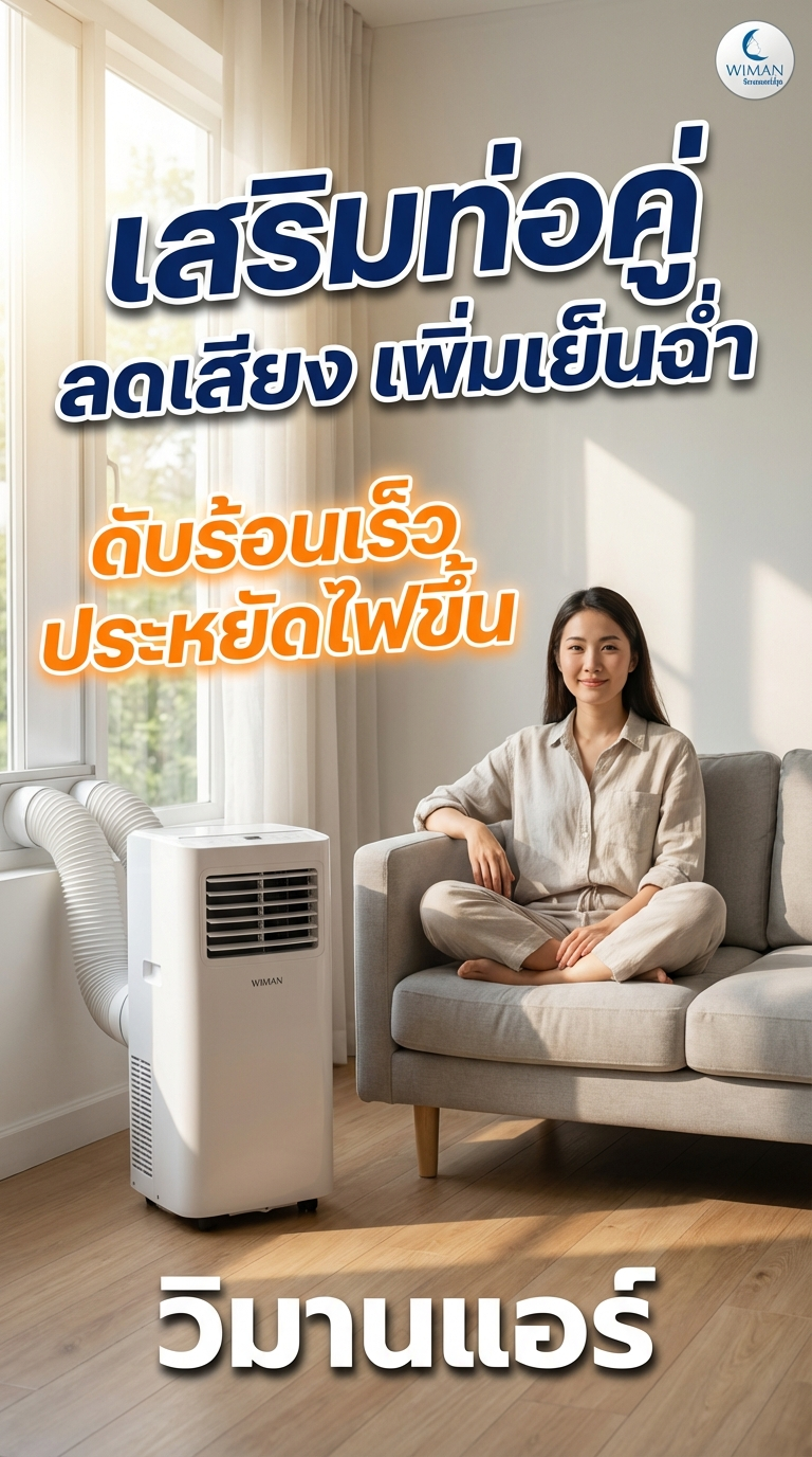 ชุด 2 ท่อเสริม WIMAN Air เพิ่มพลังแอร์เคลื่อนที่ 9000-18000 BTU