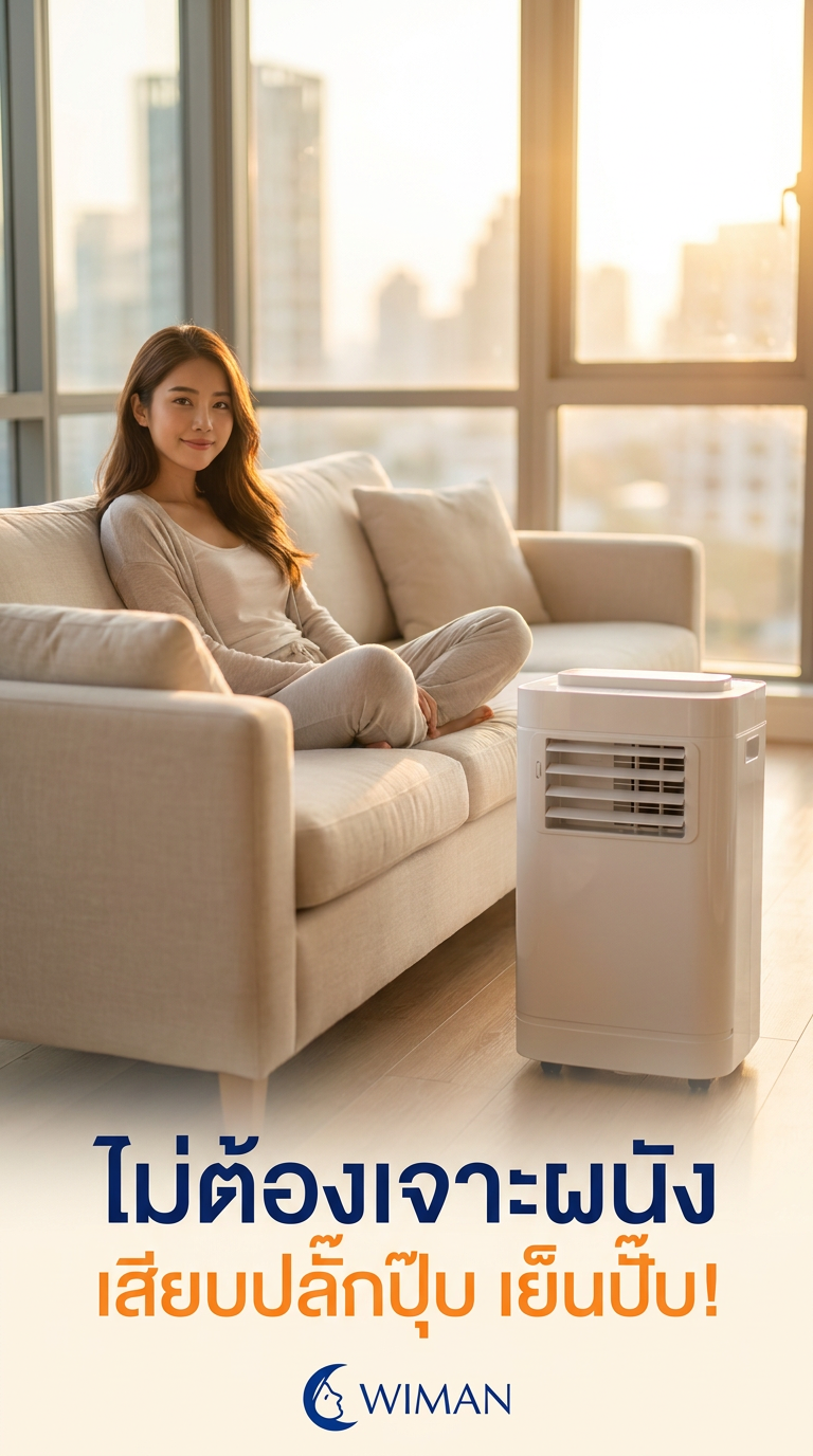 แอร์เคลื่อนที่ 12000 BTU WIMAN Air: จบปัญหาเจาะผนัง เสียบปลั๊กเย็นทันที!