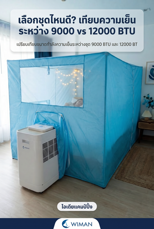 รีวิวชุดแอร์เคลื่อนที่ WIMAN 12000 BTU พร้อมมุ้งแอร์ เย็นฉ่ำ ไม่ต้องติดตั้ง