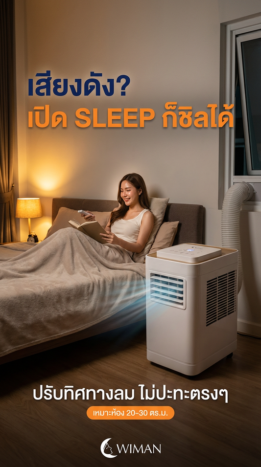 WIMAN Air 12000 BTU แอร์เคลื่อนที่ เสียงต่ำ พร้อมโหมด Sleep ช่วยนอนสบาย