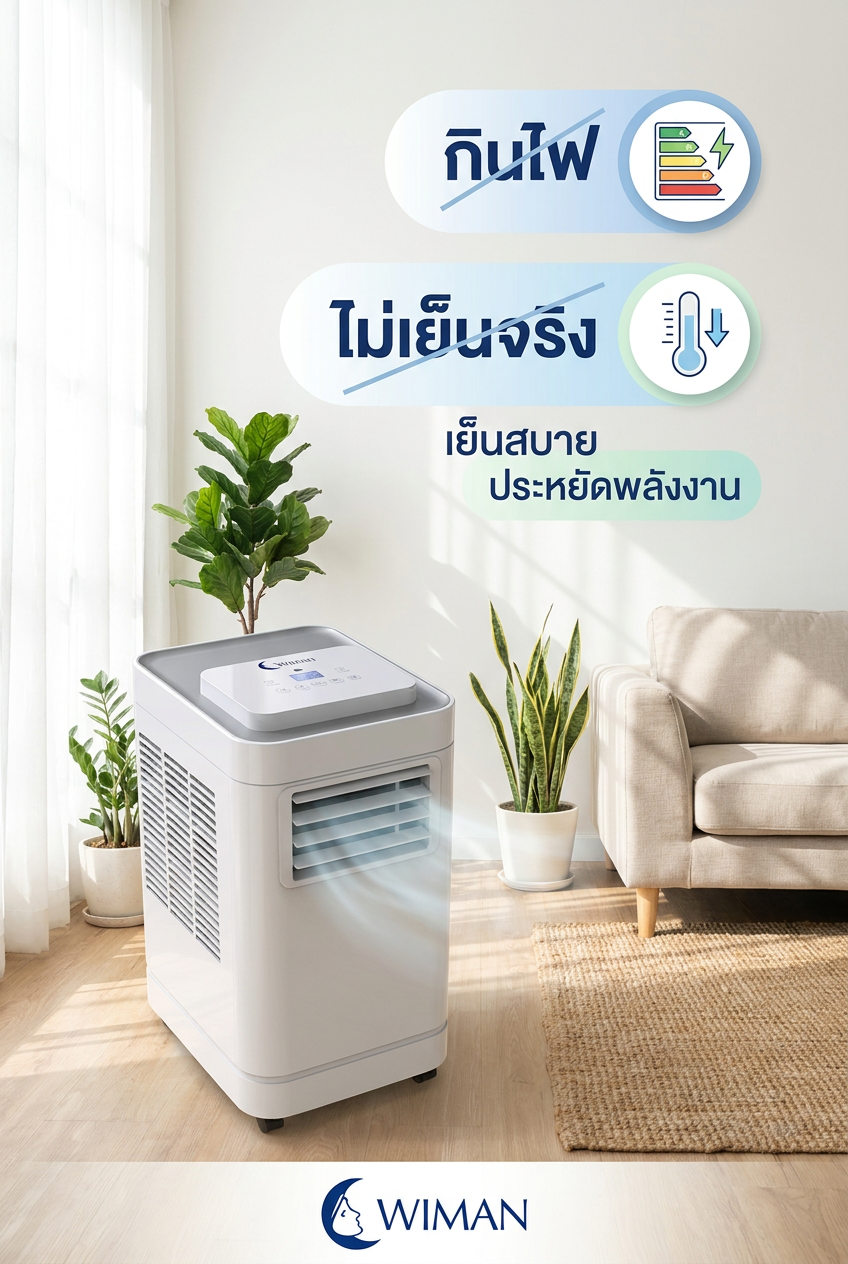 แอร์เคลื่อนที่ 12000 BTU กินไฟจริงไหม? WIMAN Air ทลายทุกความเชื่อ