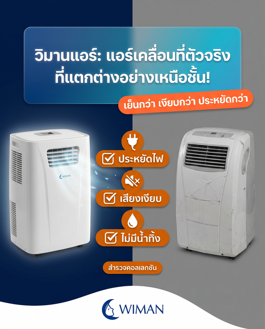 3 เหตุผลที่ แอร์เคลื่อนที่ WIMAN Air เหนือกว่า: ประหยัดไฟ เสียงเงียบ ไม่ต้องทิ้งน้ำ