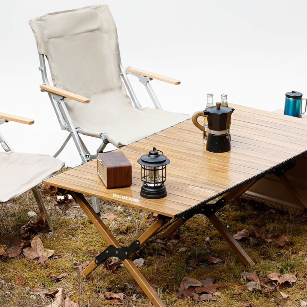 โต๊ะแคมป์ปิ้งอลูมิเนียม HIGHCAMP รุ่น Roll-Top พับได้ เบา แข็งแรง 100 กก. เลือก 2 ขนาด L/XL - WIMAN AIR