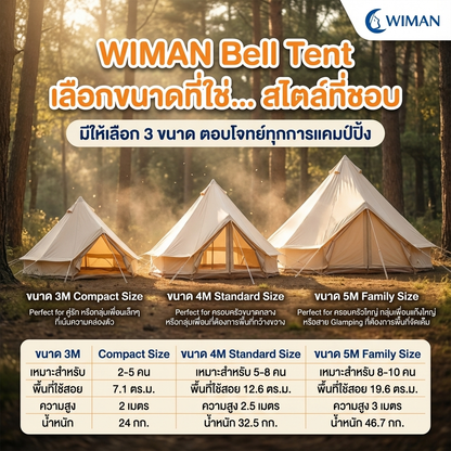 เต็นท์กระโจม WIMAN AIR (ไม่มีเสากลาง) พร้อมแอร์เคลื่อนที่ กันน้ำ 3/4/5 เมตร