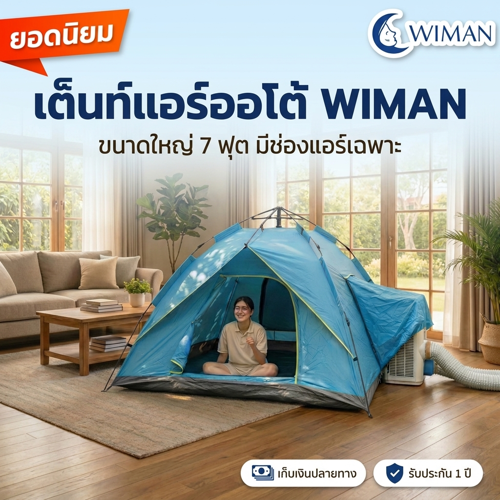 เต็นท์แอร์ WIMAN AIR T890 ออโต้ กันน้ำ 2-3 คน ขนาด 220x200 ซม. พร้อมช่องแอร์
