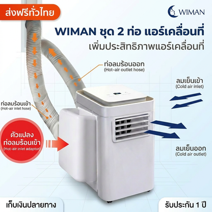 ชุดท่อเสริม 2 ท่อ WIMAN AIR สำหรับแอร์เคลื่อนที่ 9000-18000 BTU เย็นเร็ว