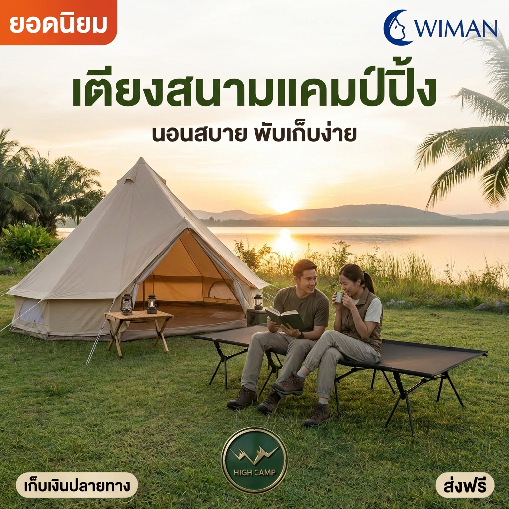 เตียงสนาม WIMAN AIR High Camp Aluminium L/XL พับง่าย รับ 150 กก. แข็งแรง เบาสบาย