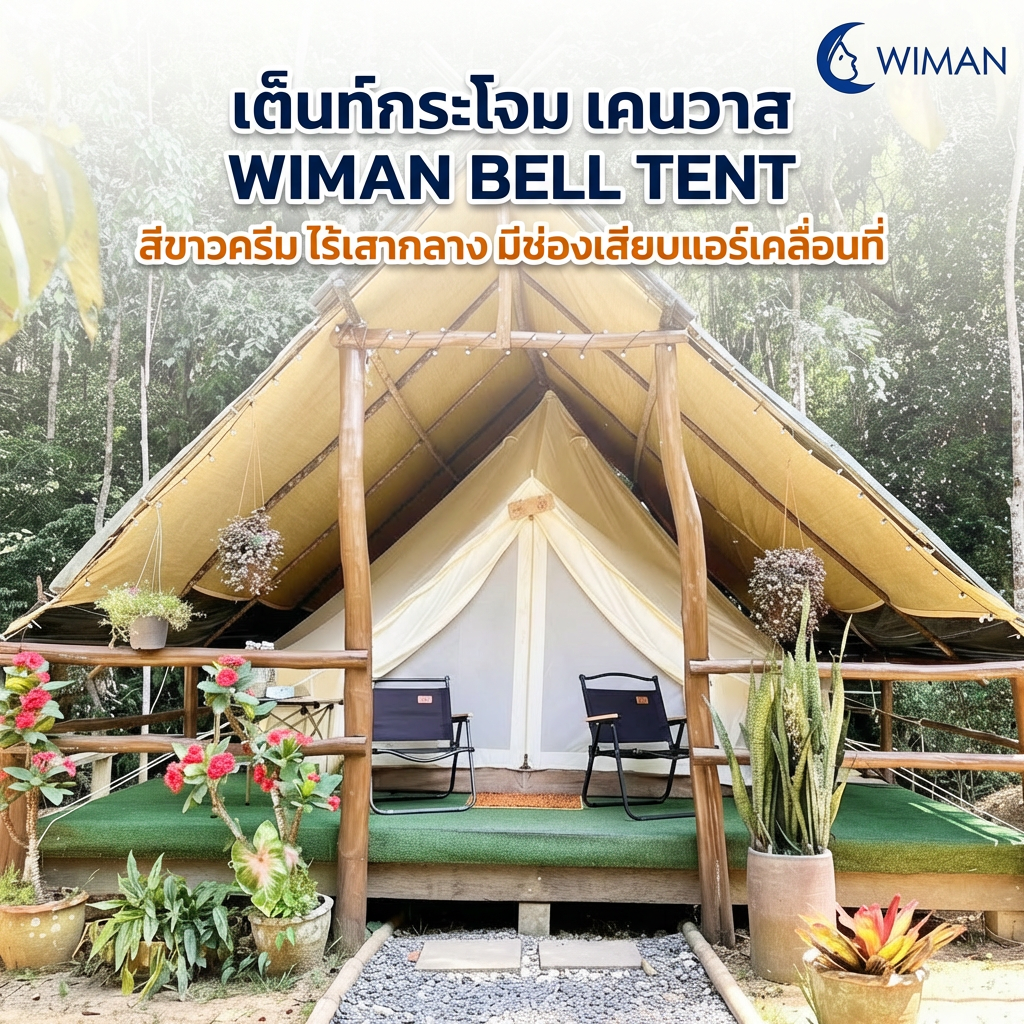 เต็นท์กระโจม WIMAN AIR (ไม่มีเสากลาง) พร้อมแอร์เคลื่อนที่ กันน้ำ 3/4/5 เมตร