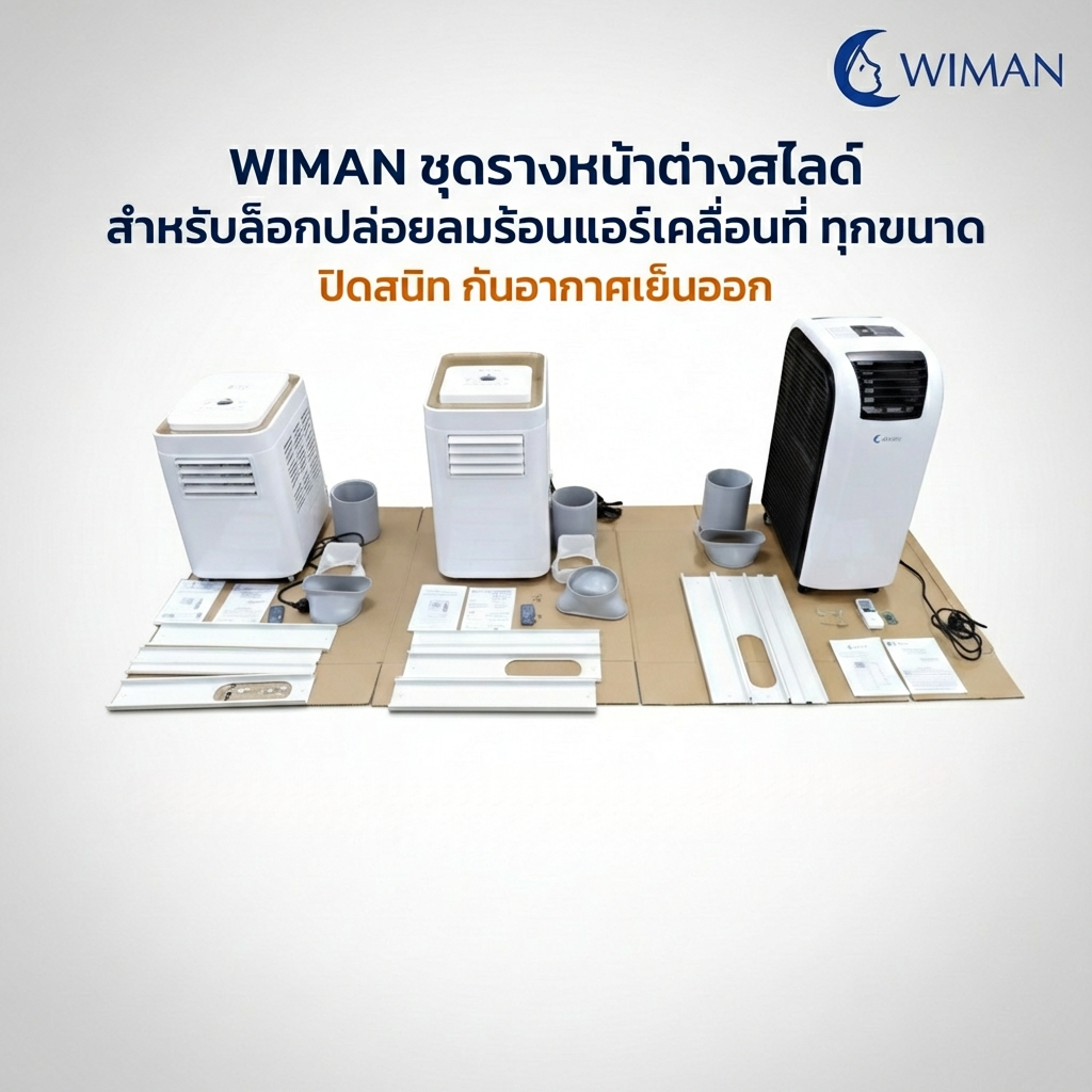 แผ่นสไลด์หน้าต่าง WIMAN AIR 150 ซม. ABS กันลมร้อน ประหยัดไฟ แอร์เคลื่อนที่