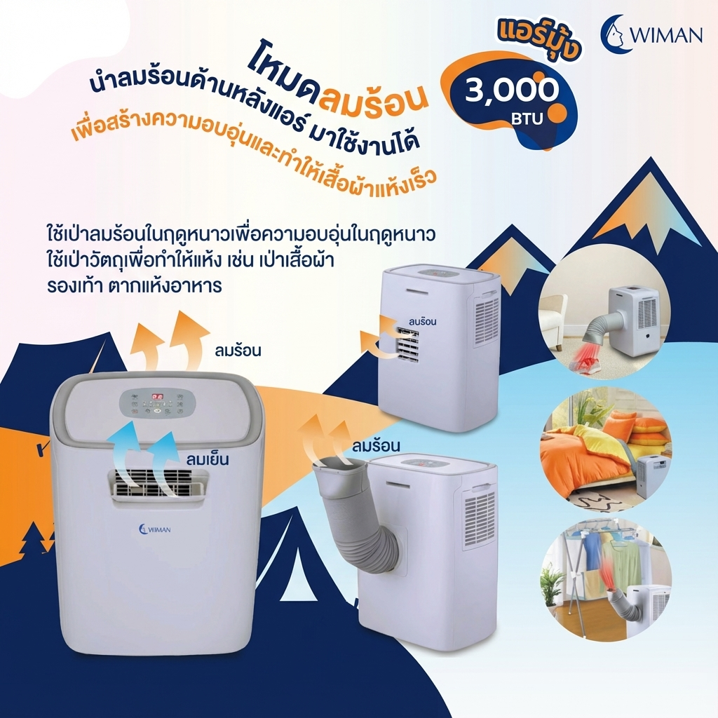 แอร์เคลื่อนที่ 3000 บีทียู รุ่น PC9 ขนาดเล็ก กระทัดรัด เย็นไว เหมาะห้องเล็ก/แคมป์ ใช้งานง่าย ปลั๊กเดียวจบ ราคาพิเศษ จัดส่งฟรี - วิมานแอร์ Wiman Air [wimanair_เย็นสบายทุกที่ประสิทธิภาพสูงประหยัดพลังงาน_25]