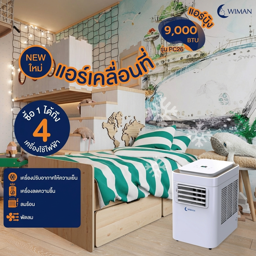 Wimanair แอร์เคลื่อนที่ 9000 BTU อินเวอร์เตอร์ เย็นเร็ว เงียบ ประหยัดไฟ มอก. เจ้าแรกในไทย คุณภาพสูง จัดส่งฟรี - วิมานแอร์ Wiman Air [wimanair_วิมานแอร์เคลื่อนที่9000BTUที่สุดของความเย็นสบายสำหรับทุกการเดินทาง_25]