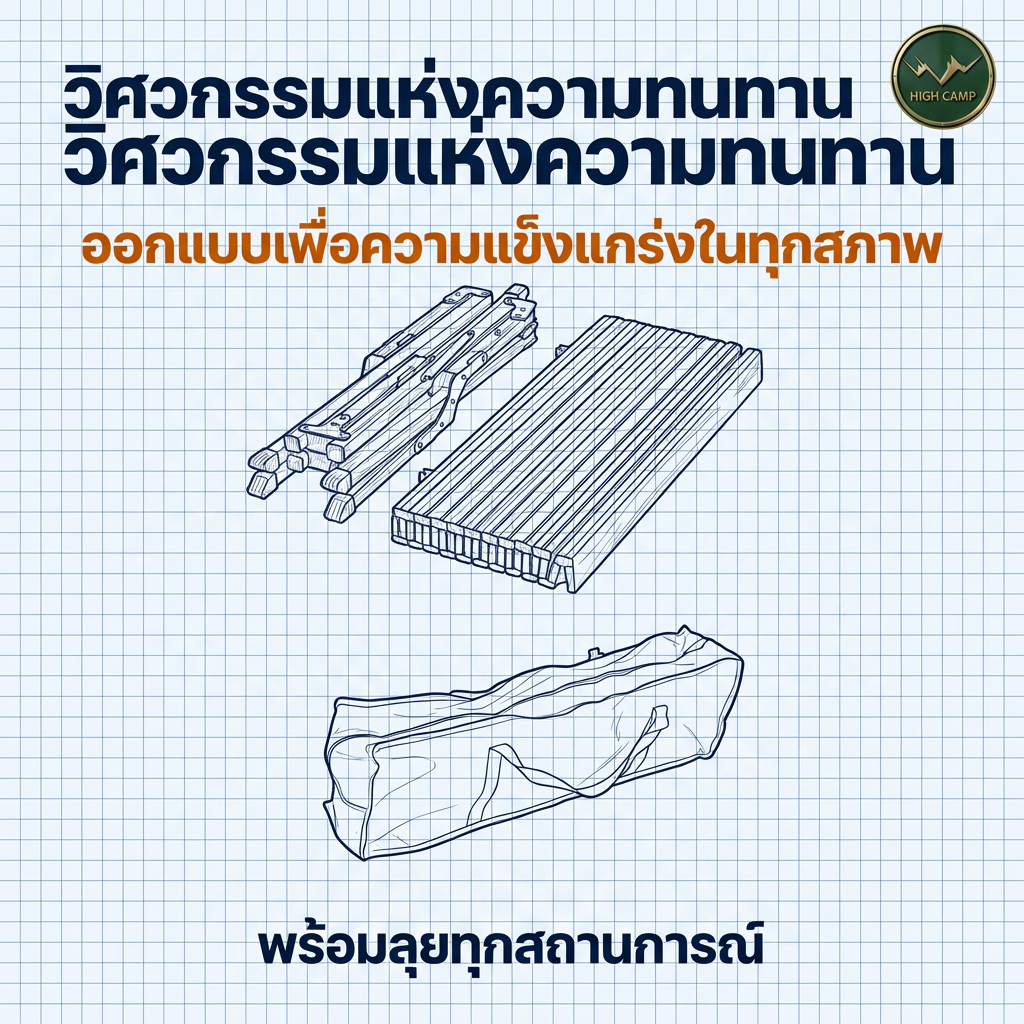 โต๊ะแคมปิ้งอลูมิเนียม แข็งแรง พับเก็บง่าย รับน้ำหนักได้ 100 กก มาตรฐาน ทนทาน - วิมานแอร์ Wiman Air [Highcamp_วิศวกรรมแห่งความทนทานออกแบบเพื่อความแข็งแกร่งในทุกสภาพ_26]