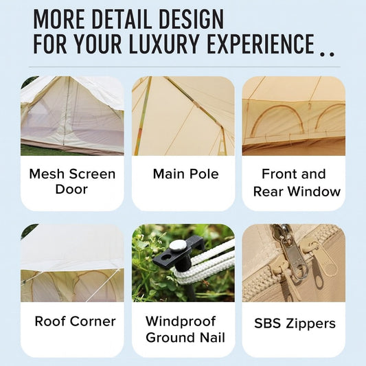 เต็นท์จักรพรรดิ 4×6 เมตร – Emperor Bell Tent สำหรับ 6–8 คน เต็นท์กระโจมทรงใหญ่ กันน้ำ 5,000MM - รูปที่ 11