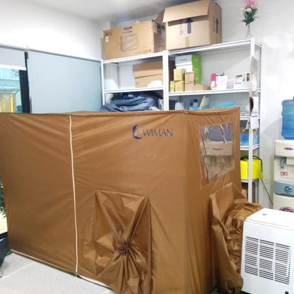 มุ้งแอร์สีน้ำตาล 4/5/6 ฟุต เนื้อผ้าแข็งแรง ระบายอากาศดี เหมาะสำหรับครอบครัว/พระ ราคาพิเศษ จัดส่งฟรี - วิมานแอร์ Wiman Air [cooling-net-brown-gold-wimanair (15)]