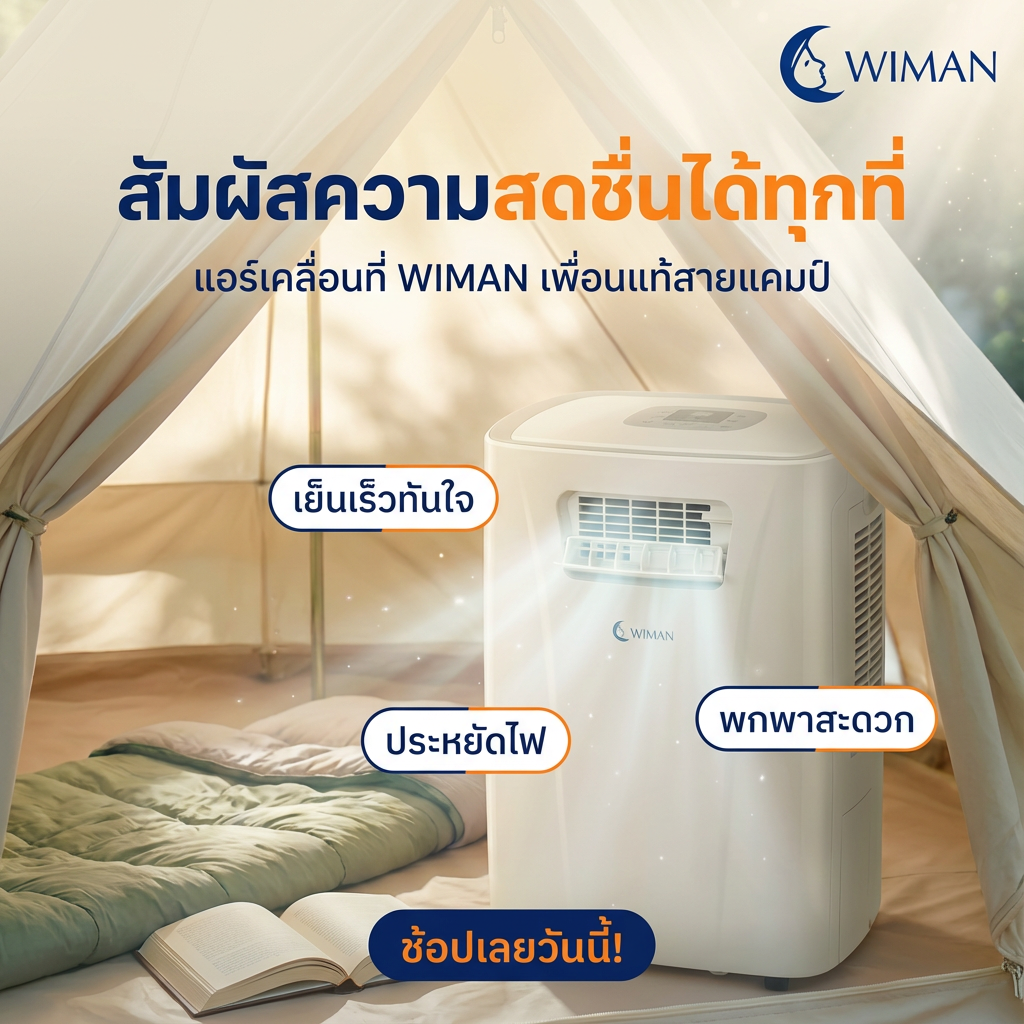 แอร์เคลื่อนที่ 3000 บีทียู รุ่น PC9 ขนาดเล็ก กระทัดรัด เย็นไว เหมาะห้องเล็ก/แคมป์ ใช้งานง่าย ปลั๊กเดียวจบ มาตรฐาน ราคาพิเศษ - วิมานแอร์ Wiman Air [wimanair_เย็นสบายทุกที่ให้ทุกการเดินทางของคุณสดชื่น_25]