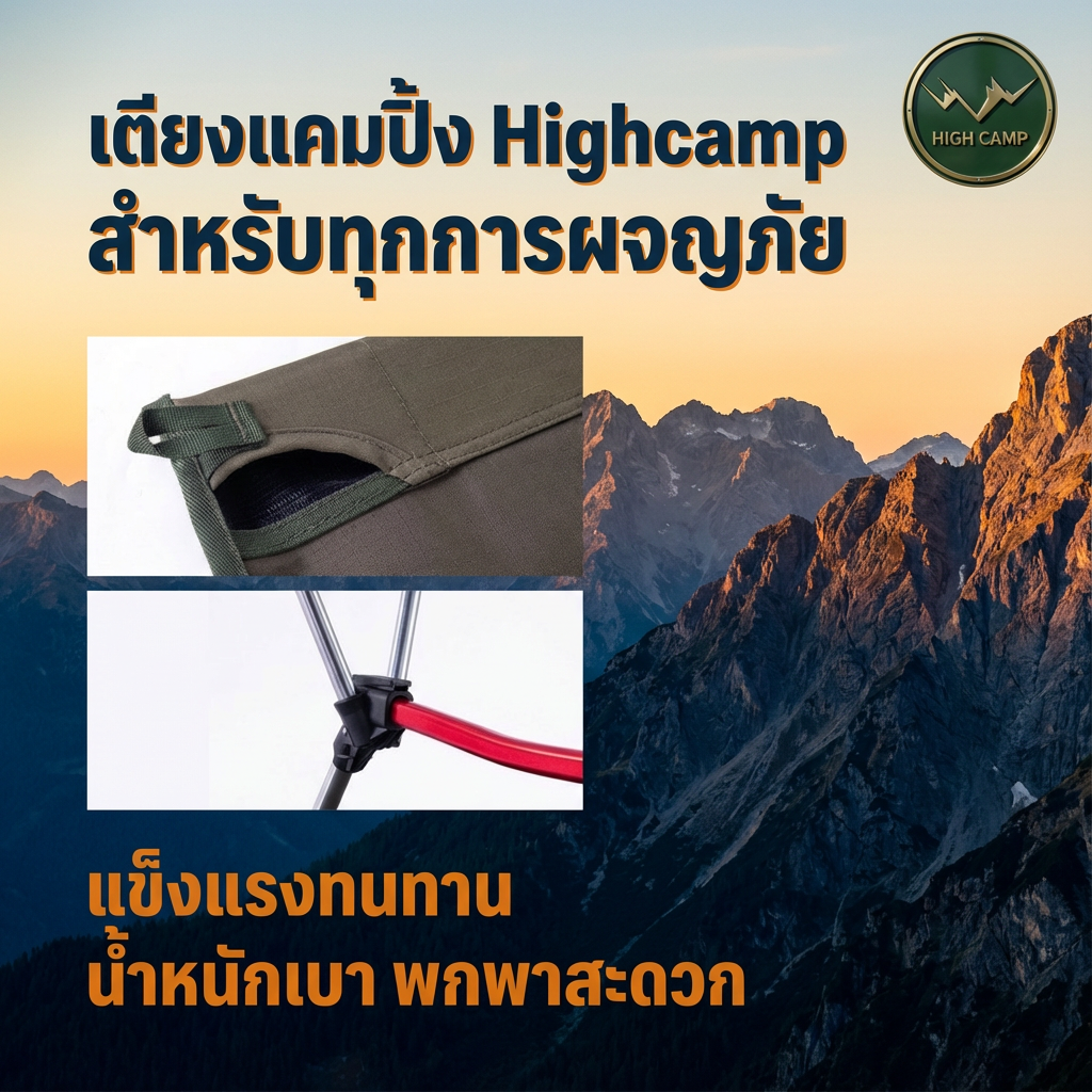 camping cot, เตียงสนาม, เตียงคอต, เตียงแคมปิ้ง จัดส่งฟรี มาตรฐาน - วิมานแอร์ Wiman Air [Highcamp_สุดยอดเตียงแคมป์แข็งแรงทนทานพกพาสะดวก_25]