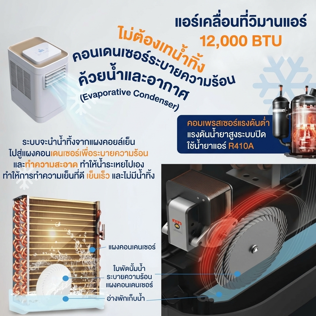 แอร์เคลื่อนที่ 12000 บีทียู กำลังสูง เหมาะห้องขนาดกลาง 20‑30 ตร.ม. ติดตั้งง่ายไม่ต้องเจาะผนัง ทนทาน จัดส่งฟรี - วิมานแอร์ Wiman Air [wimanair_Wimanairแอร์เคลื่อนที่12000BTUInverterเย็นสบายทุกที่_25]