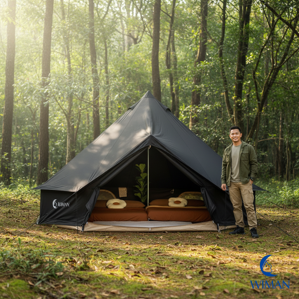 เต็นท์กระโจมสีดำพรีเมียม ไม่มีเสากลาง พื้นที่โล่ง แข็งแรง ใช้งานสะดวก จัดส่งฟรี ราคาพิเศษ - วิมานแอร์ Wiman Air [image_20251119_173135]