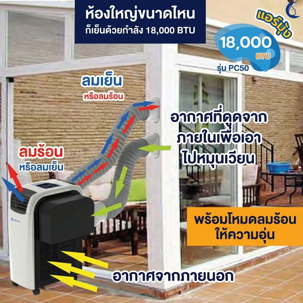 แอร์เคลื่อนที่ 18000 บีทียู สำหรับพื้นที่ 30‑40 ตร.ม. เย็นแรง ใช้งานต่อเนื่อง มาตรฐานความปลอดภัย ทนทาน จัดส่งฟรี - วิมานแอร์ Wiman Air [wimanair_WimanLorikeet18000BTUเย็นสบายเหนือระดับพร้อมลุยทุกทริป_25]
