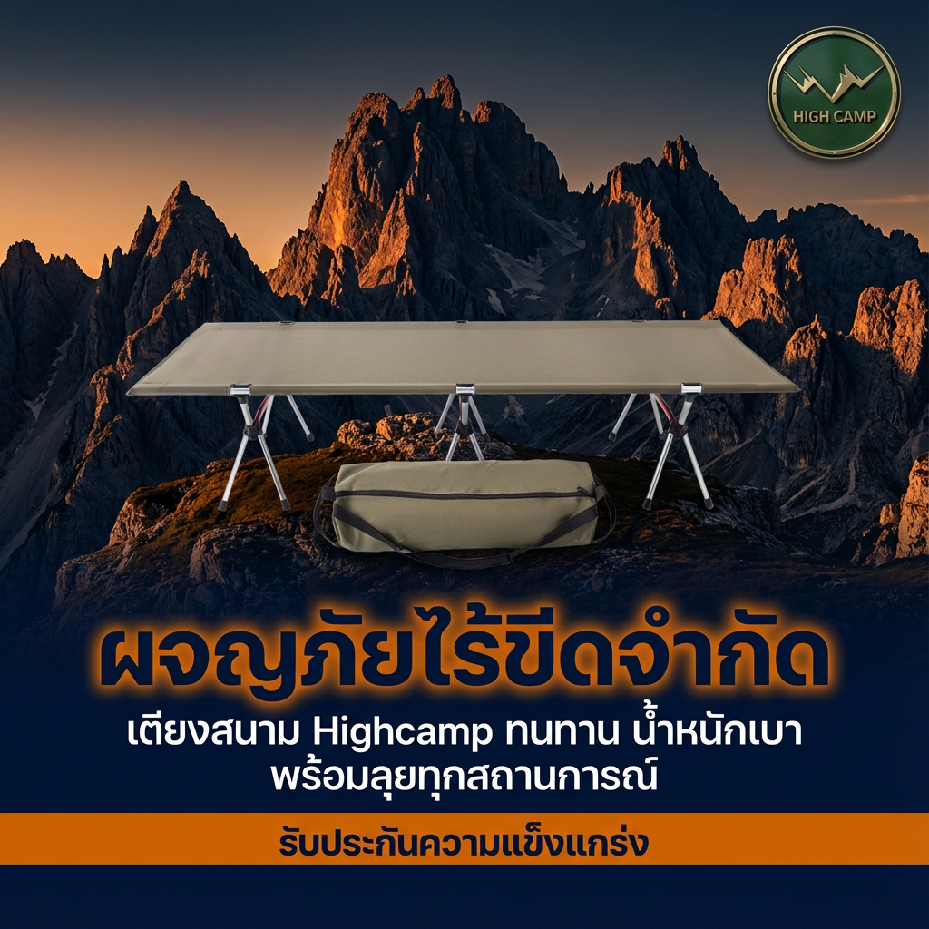camping cot, เตียงสนาม, เตียงคอต, เตียงแคมปิ้ง จัดส่งฟรี ราคาพิเศษ - วิมานแอร์ Wiman Air [Highcamp_Highcamp:สุดยอดเตียงแคมป์ปิ้งแข็งแกร่งทนทานพร้อมทุกการผจญภัย_25]