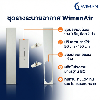 แผ่นสไลด์หน้าต่าง WIMAN AIR 150 ซม. ABS กันลมร้อน ประหยัดไฟ แอร์เคลื่อนที่