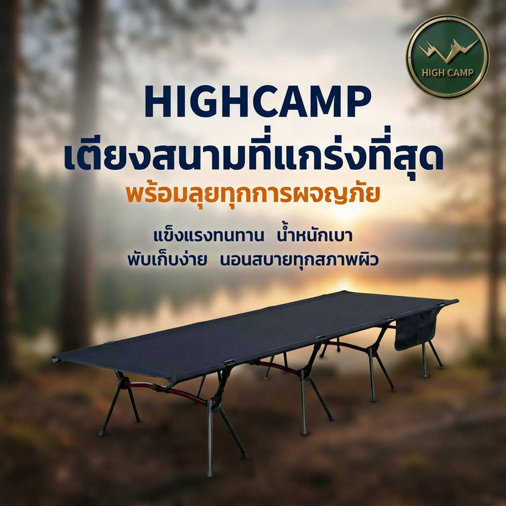 camping cot, เตียงสนาม, เตียงคอต, เตียงแคมปิ้ง คุณภาพสูง ราคาพิเศษ - วิมานแอร์ Wiman Air [Highcamp_เตียงคอตHighcamp:พักผ่อนเหนือระดับทุกการผจญภัยแข็งแรงทนทานพกพาง่ายคู่ใจนักเดินทา_25]