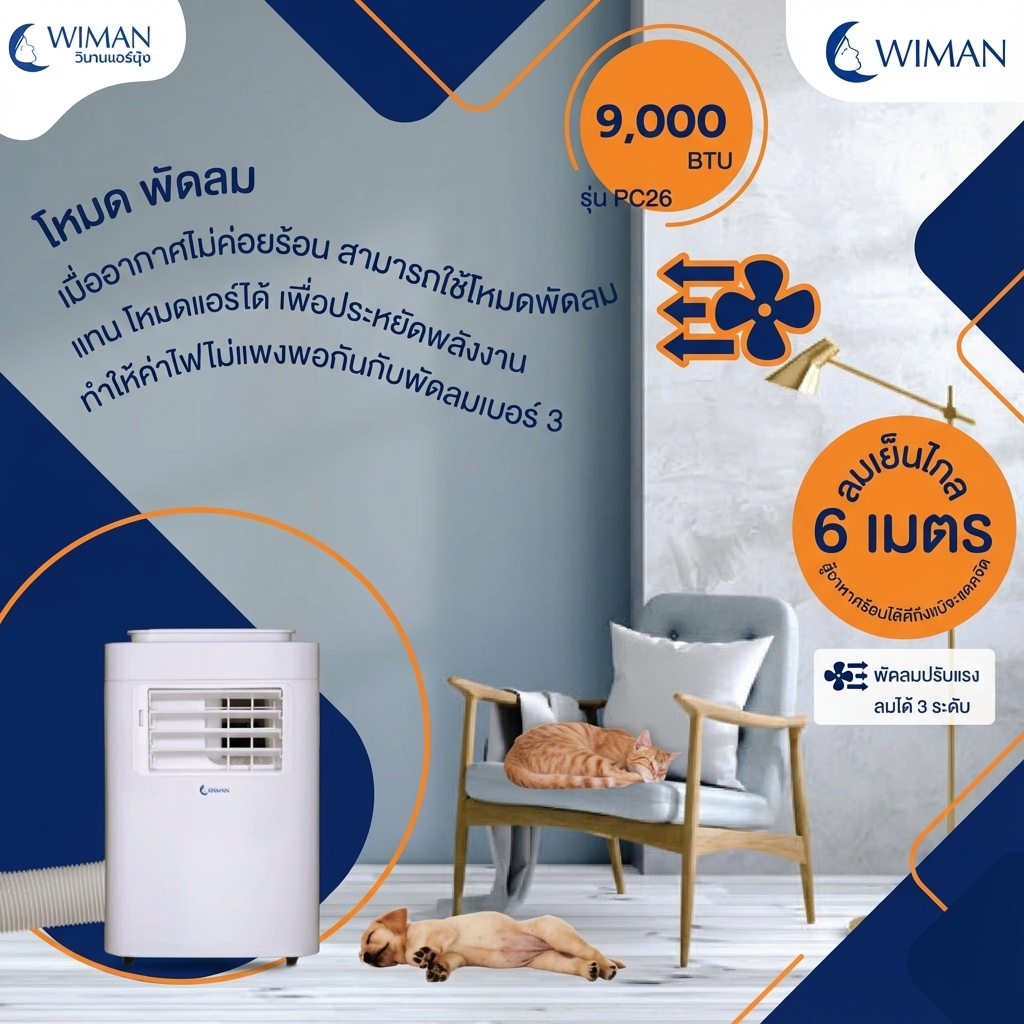 Wimanair แอร์เคลื่อนที่ 9000 BTU อินเวอร์เตอร์ เย็นเร็ว เงียบ ประหยัดไฟ มอก. เจ้าแรกในไทย จัดส่งฟรี ราคาพิเศษ - วิมานแอร์ Wiman Air [wimanair_ที่สุดของความเย็นสบายประหยัดพลังงานพร้อมระบบฟอกอากาศPM2.5_25]