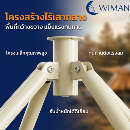 เต็นท์กระโจมสีดำพรีเมียม ไม่มีเสากลาง พื้นที่โล่ง แข็งแรง ใช้งานสะดวก จัดส่งฟรี มาตรฐาน - วิมานแอร์ Wiman Air [โครงเสา]