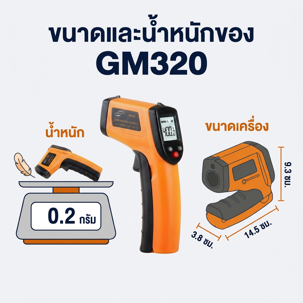 เครื่องวัดอุณหภูมิอินฟราเรด BENETECH GM320 วัดแม่นยำสูง -50 ถึง 400°C | WIMAN AIR
