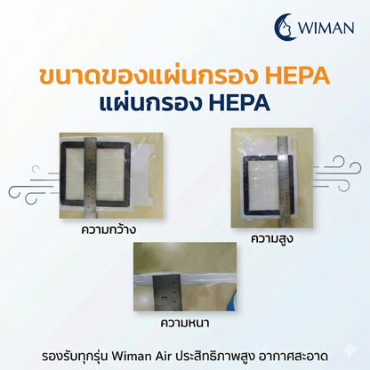 WIMAN HEPA Filter แผ่นกรองอากาศ 1 ชุด มี 2 แผ่น ( Hepa PM2.5 & คาร์บอน ) สำหรับแอร์ 3000 บีทียู คุณภาพสูง ราคาพิเศษ - wiman [กรอง30001]