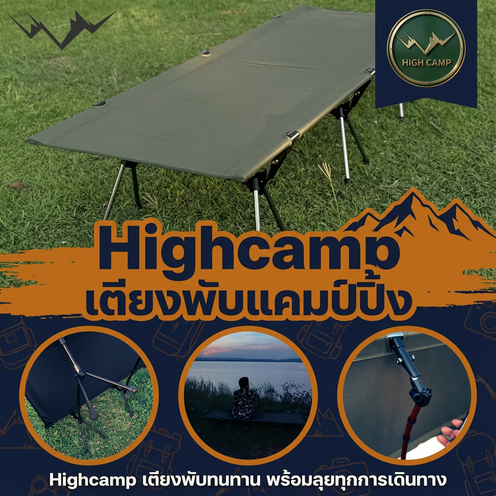 camping cot, เตียงสนาม, เตียงคอต, เตียงแคมปิ้ง ราคาพิเศษ คุณภาพสูง - วิมานแอร์ Wiman Air [Highcamp_เตียงแคมป์Highcampแข็งแรงทนทานพักผ่อนสบายทุกการเดินทาง_25]