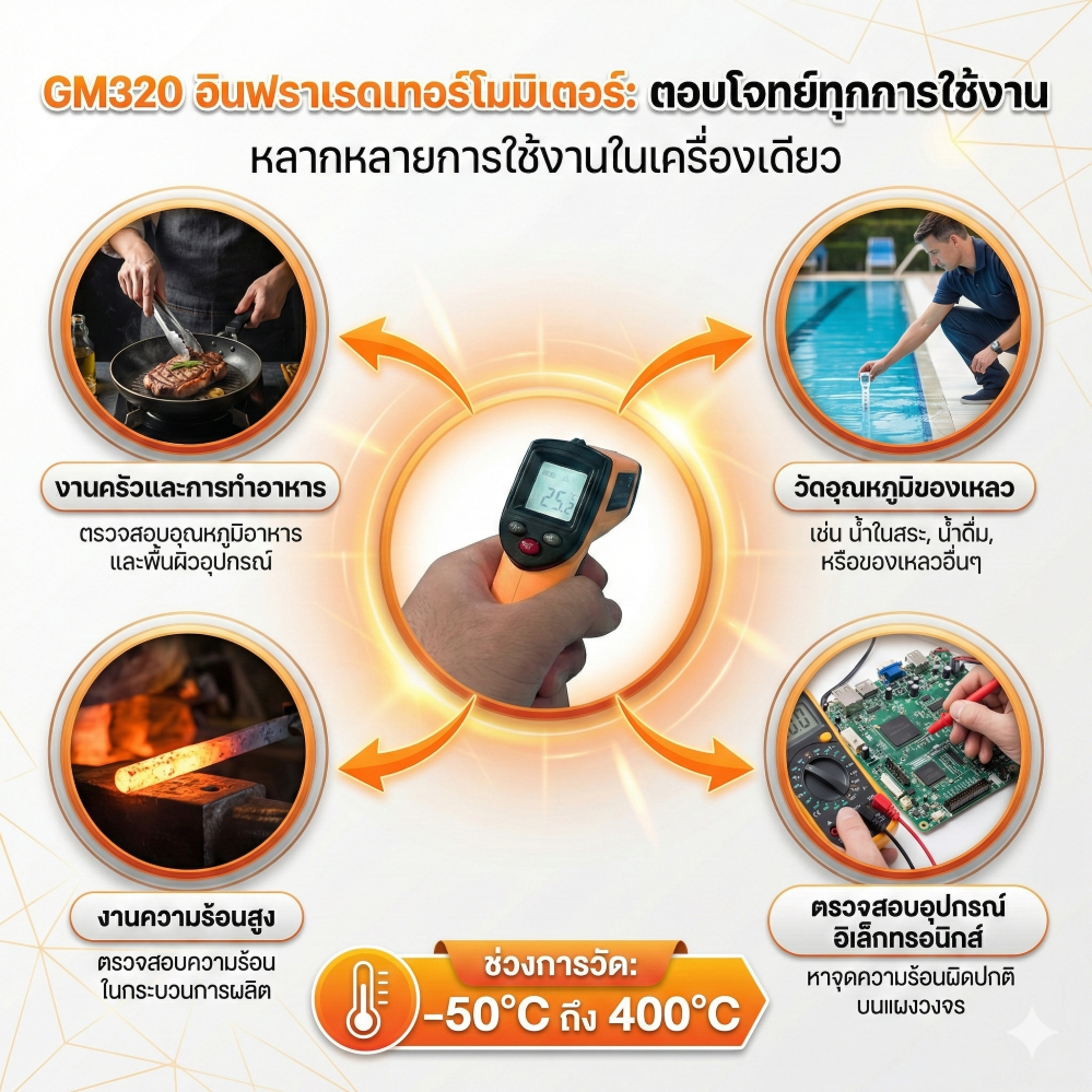 Infrared thermometer เครื่องวัดอุณหภูมิแบบอินฟราเรด BENETECH รุ่น GM320 (มีสต็อกในไทย พร้อมส่ง) ) คุณภาพสูง ราคาพิเศษ - Benetech [2]