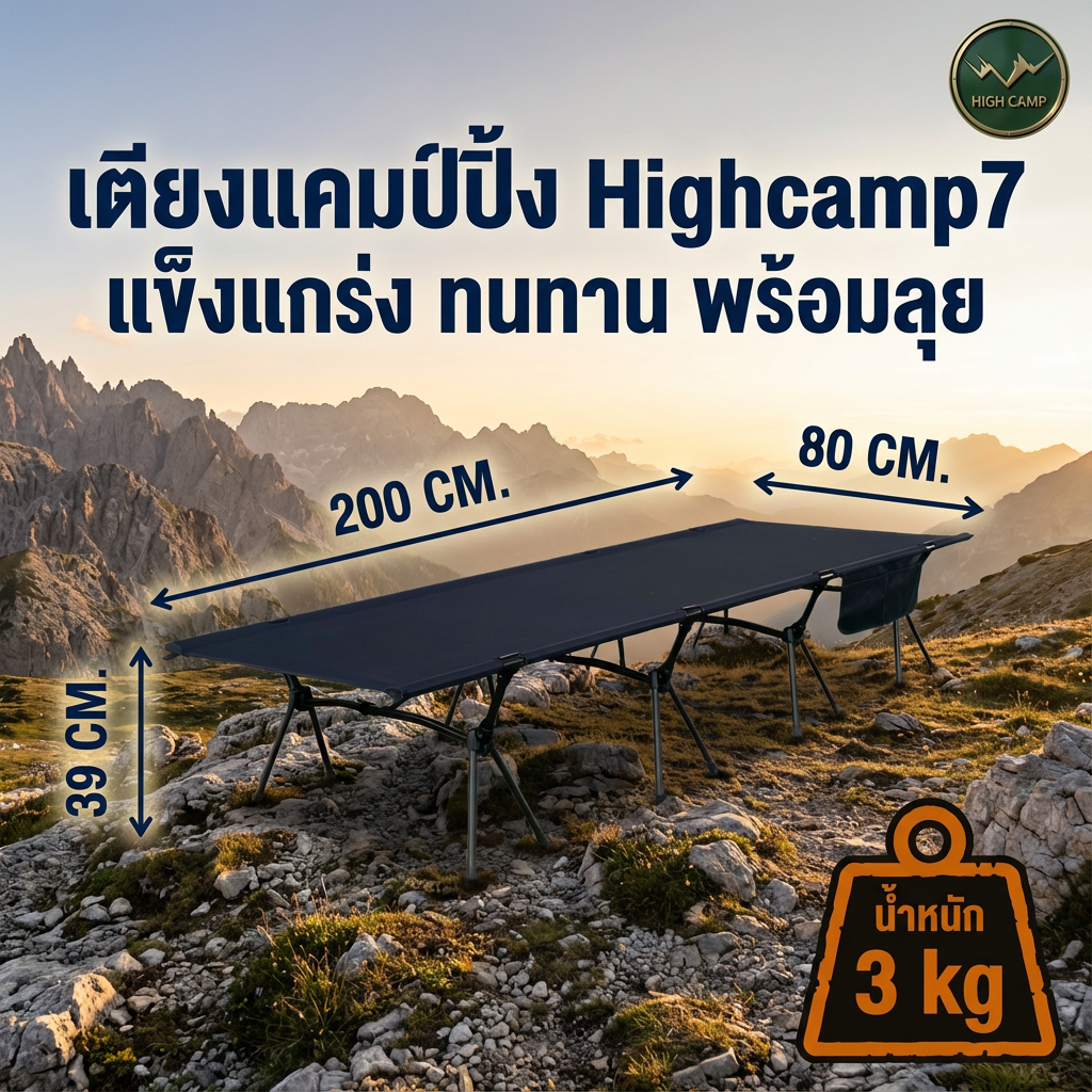 camping cot, เตียงสนาม, เตียงคอต, เตียงแคมปิ้ง คุณภาพสูง ราคาพิเศษ - วิมานแอร์ Wiman Air [Highcamp_สุดยอดเตียงแคมป์Highcamp7ทนทานแข็งแรงพกพาสะดวกพร้อมลุยทุกทริปผจญภัย_25]