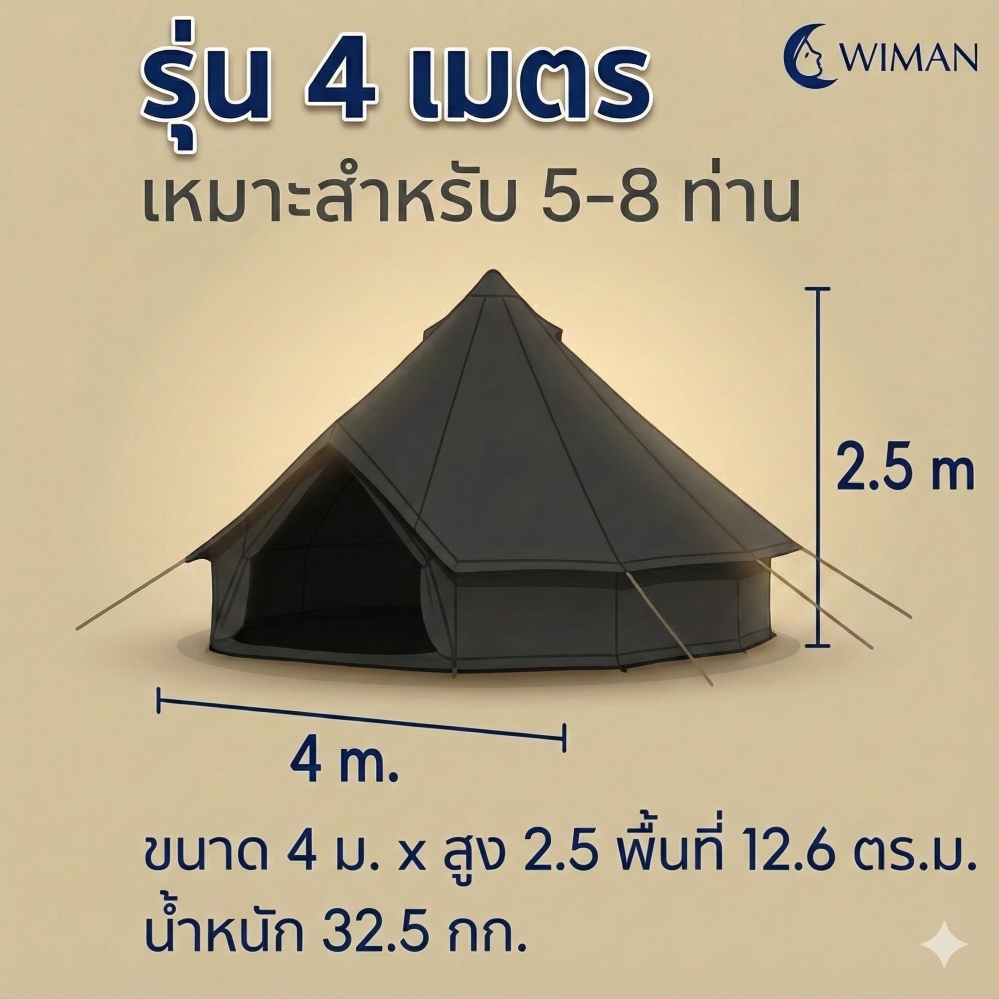 เต็นท์กระโจมสีดำพรีเมียม ไม่มีเสากลาง พื้นที่โล่ง แข็งแรง ใช้งานสะดวก มาตรฐาน จัดส่งฟรี - วิมานแอร์ Wiman Air [กระโจมดำ2]