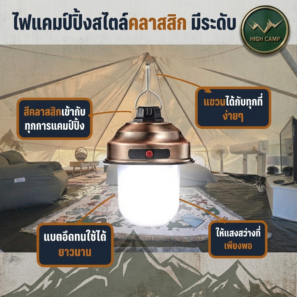 Hi CampX โคมไฟแคมป์ LED แบบแขวน ปรับความสว่างได้ 3 ระดับ แบตเตอรี่ทนนาน 10-20 ชั่วโมง มาตรฐาน จัดส่งฟรี - Highcamp [Highcamp_พร้อมลุยทุกเส้นทางอุปกรณ์แคมป์ปิ้งคุณภาพแข็งแกร่งทนทานมั่นใจทุกทริป_25]