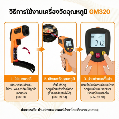 Infrared thermometer เครื่องวัดอุณหภูมิแบบอินฟราเรด BENETECH รุ่น GM320 (มีสต็อกในไทย พร้อมส่ง) คุณภาพสูง ราคาพิเศษ - Benetech [Infaret-Thermometer-GM320..]