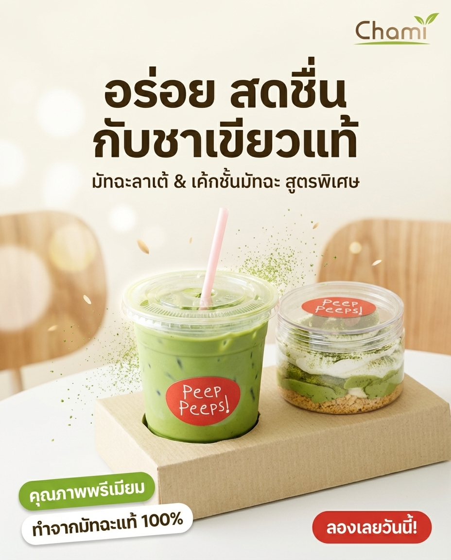 Chami Matcha มัทฉะผงแท้ 100% ราคาโรงงาน มาตรฐาน คุณภาพสูง - วิมานแอร์ Wiman Air [chami ชาเขียวมัทฉะ]